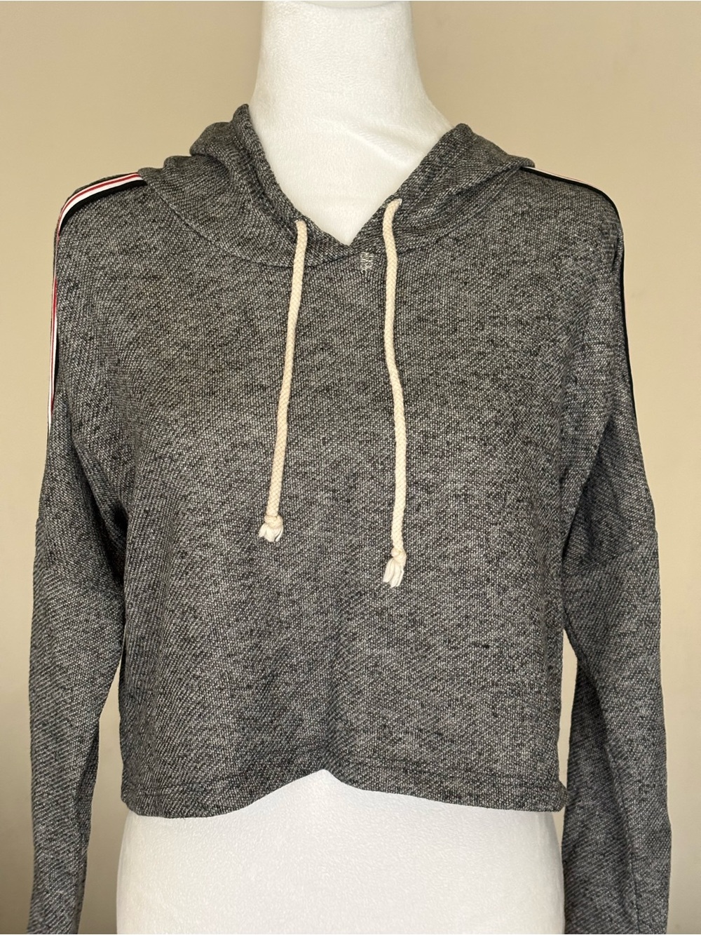 Free Kisses Gray Cropped Hoodie Sweatshirt with Drawstring